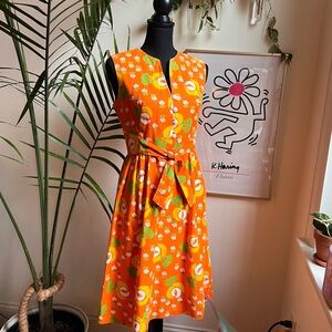 Vintage Malia Honolulu Orange Floral Sundress